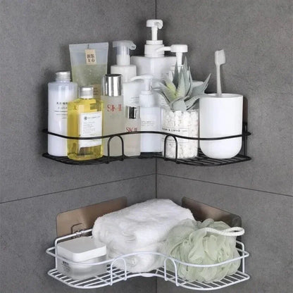 Wall Mounted Corner Bathroom Shelf - Iron Shower Drain Basket  Cosmetic Rack Organizer - ZOOMNSTORE