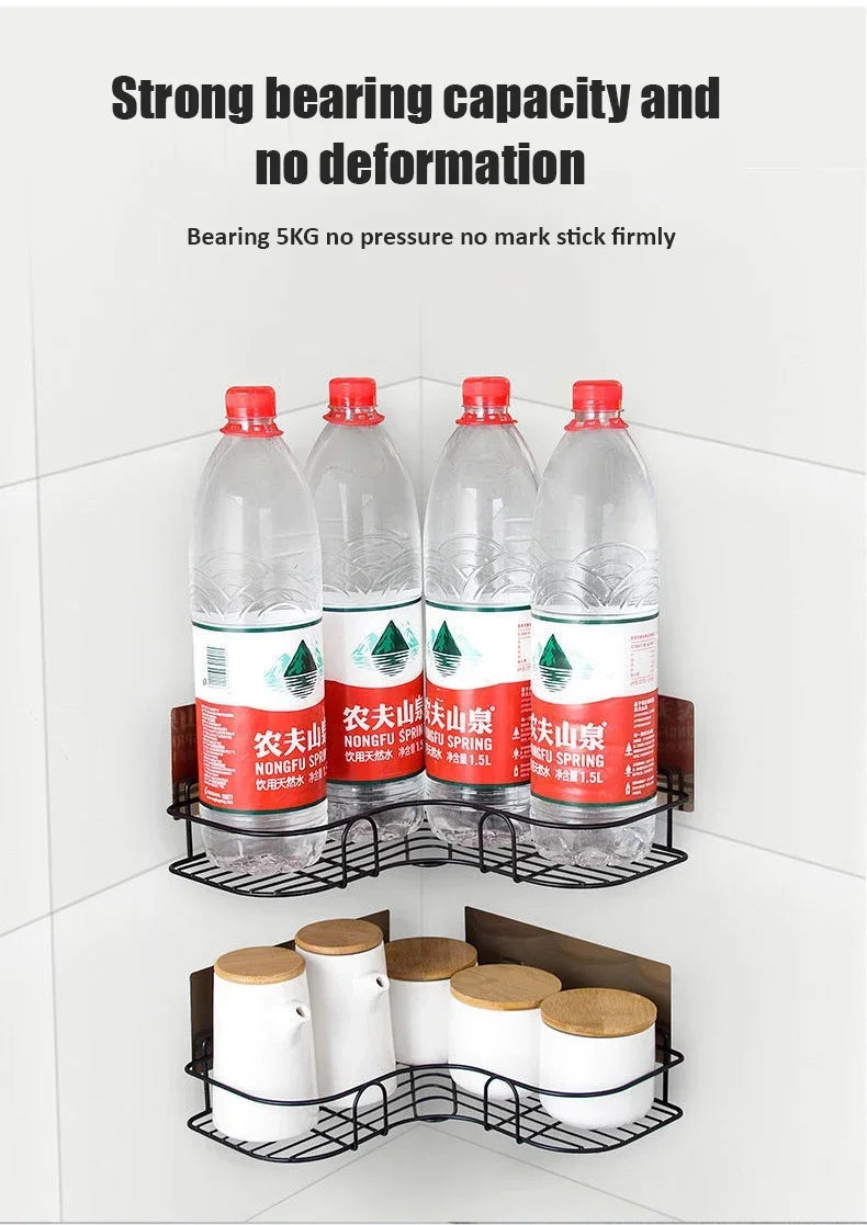 Wall Mounted Corner Bathroom Shelf - Iron Shower Drain Basket  Cosmetic Rack Organizer - ZOOMNSTORE