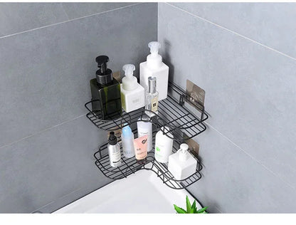 Wall Mounted Corner Bathroom Shelf - Iron Shower Drain Basket  Cosmetic Rack Organizer - ZOOMNSTORE