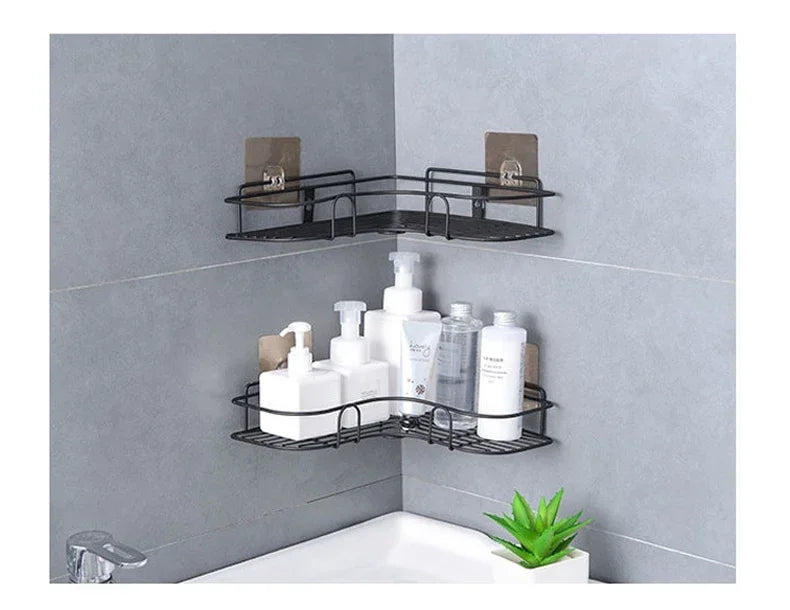 Wall Mounted Corner Bathroom Shelf - Iron Shower Drain Basket  Cosmetic Rack Organizer - ZOOMNSTORE