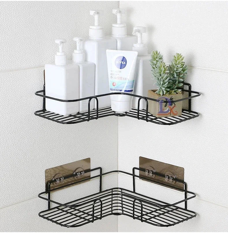 Wall Mounted Corner Bathroom Shelf - Iron Shower Drain Basket  Cosmetic Rack Organizer - ZOOMNSTORE