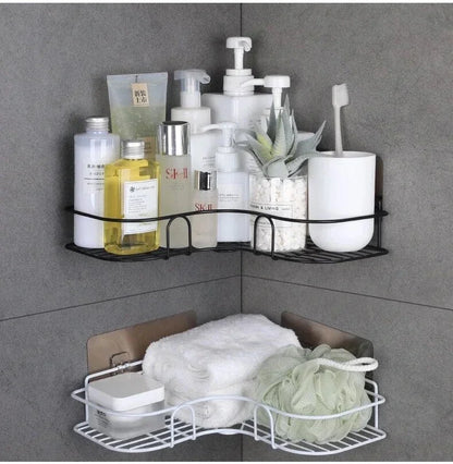 Wall Mounted Corner Bathroom Shelf - Iron Shower Drain Basket  Cosmetic Rack Organizer - ZOOMNSTORE