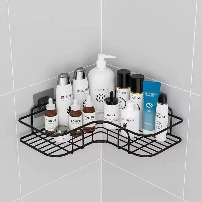 Wall Mounted Corner Bathroom Shelf - Iron Shower Drain Basket  Cosmetic Rack Organizer - ZOOMNSTORE