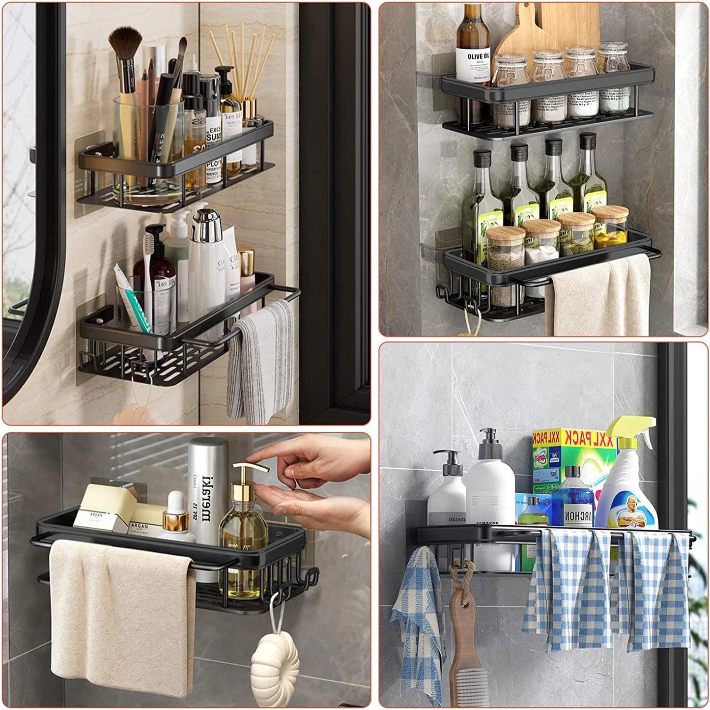 Bathroom Shelf Bathroom Towel Rack Shelves Wall Shower  Shampoo Rack No Drill Shelf Bathroom Tripod Storage Rack - ZOOMNSTORE