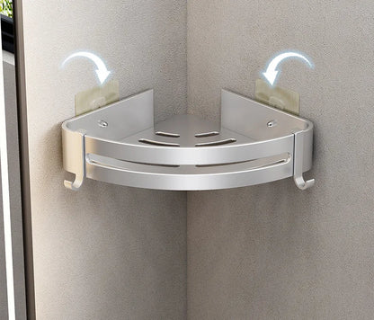 Aluminum Corner Shower Rack - Wall Mounted Bathroom Storage Organizer - ZOOMNSTORE