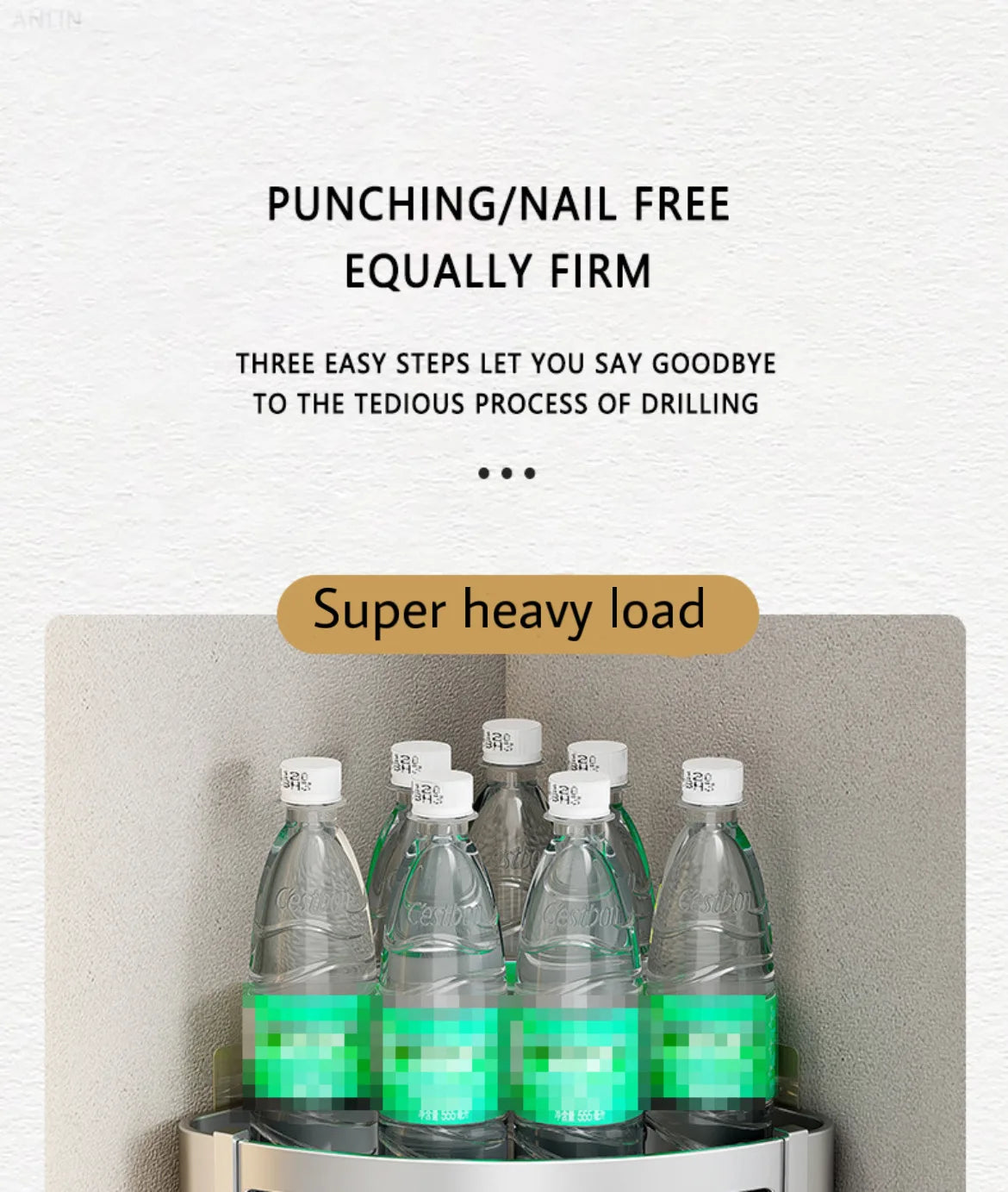 Aluminum Corner Shower Rack - Wall Mounted Bathroom Storage Organizer - ZOOMNSTORE