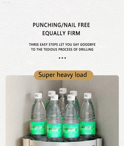 Aluminum Corner Shower Rack - Wall Mounted Bathroom Storage Organizer - ZOOMNSTORE