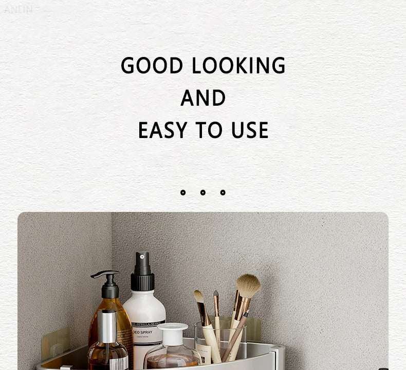 Aluminum Corner Shower Rack - Wall Mounted Bathroom Storage Organizer - ZOOMNSTORE