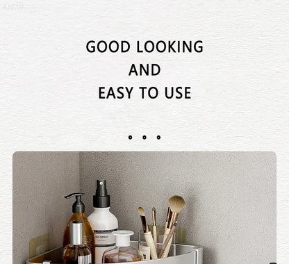 Aluminum Corner Shower Rack - Wall Mounted Bathroom Storage Organizer - ZOOMNSTORE