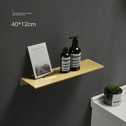 Modern Brushed Gold Bathroom Shelf - 30-50cm Wall Storage Rack - ZOOMNSTORE