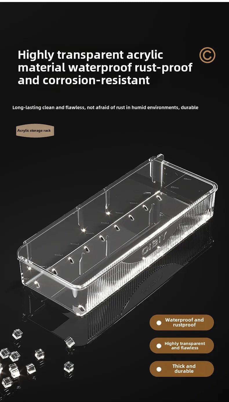 Bathroom Storage Rack - Wall Mounted Cosmetic & Skincare Organizer Shelf, No Drilling, Strong Load Bearing - ZOOMNSTORE