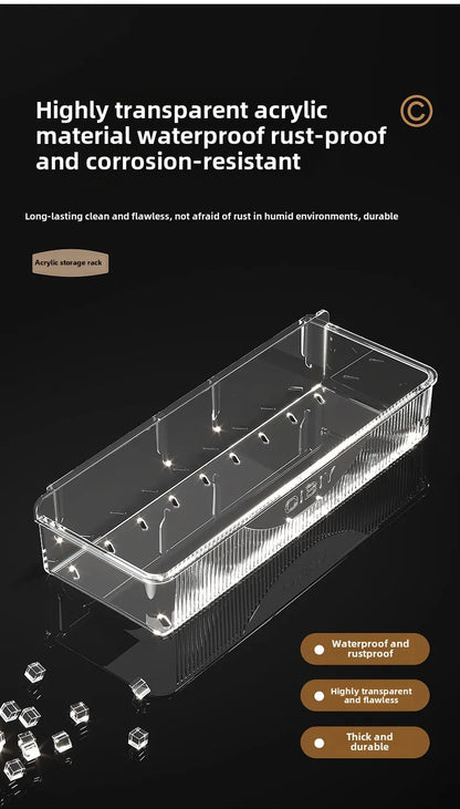 Bathroom Storage Rack - Wall Mounted Cosmetic & Skincare Organizer Shelf, No Drilling, Strong Load Bearing - ZOOMNSTORE