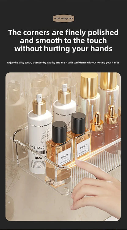 Bathroom Storage Rack - Wall Mounted Cosmetic & Skincare Organizer Shelf, No Drilling, Strong Load Bearing - ZOOMNSTORE