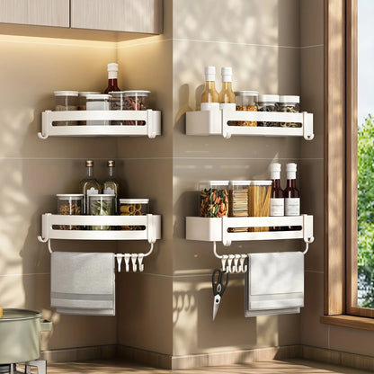 White Wall-Mounted Bathroom Storage Rack - Triangular Square Organizer - ZOOMNSTORE