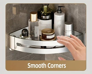 White Wall-Mounted Bathroom Storage Rack - Triangular Square Organizer - ZOOMNSTORE