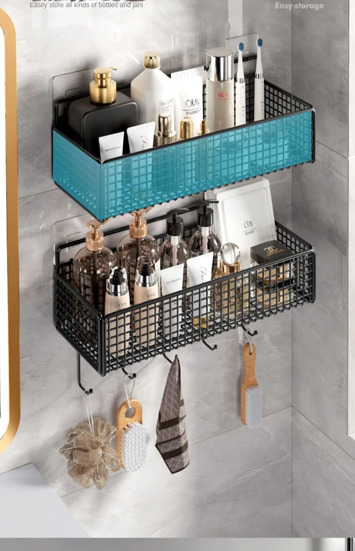 Multifunctional Bathroom Organiser - Wall Mount Toiletries Storage Rack - ZOOMNSTORE
