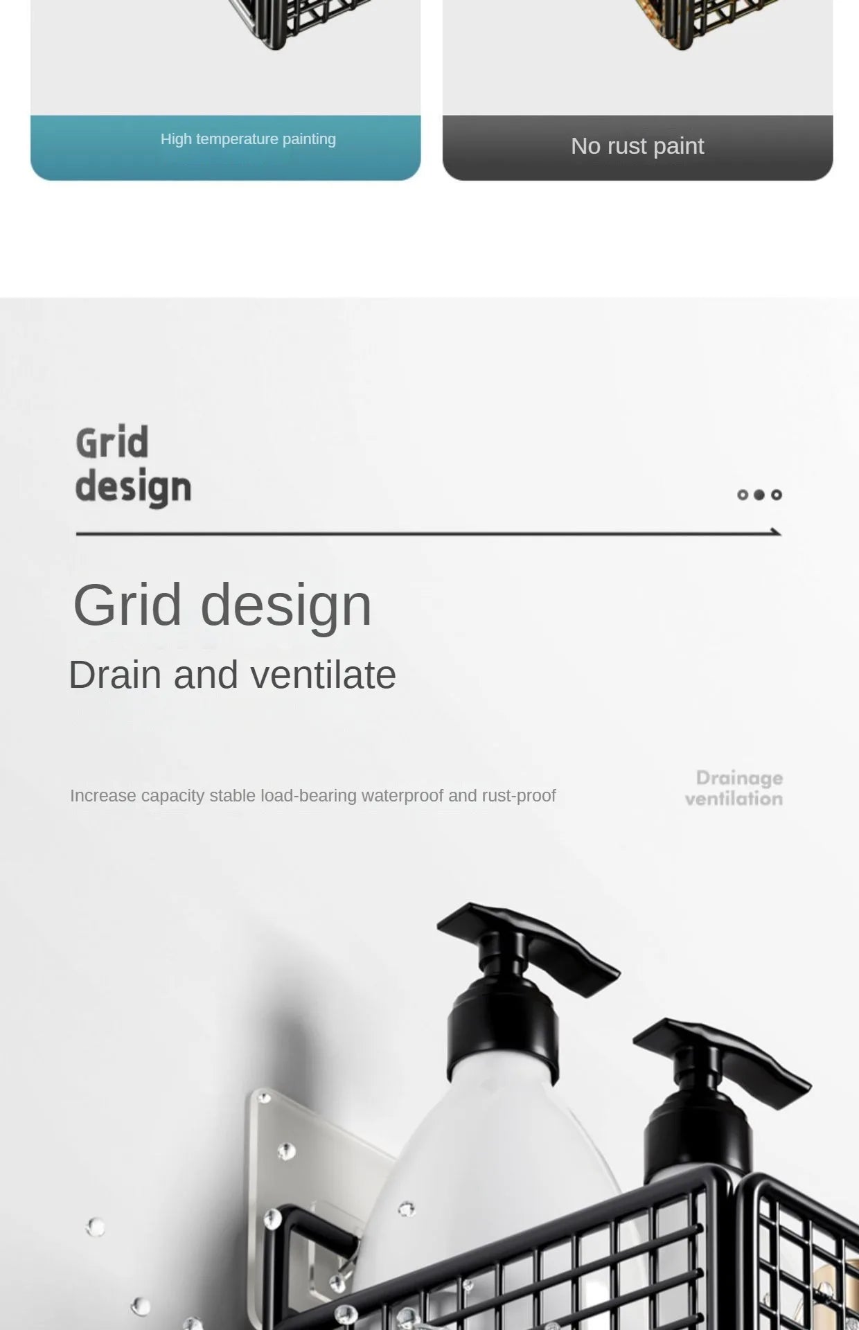 Multifunctional Bathroom Organiser - Wall Mount Toiletries Storage Rack - ZOOMNSTORE