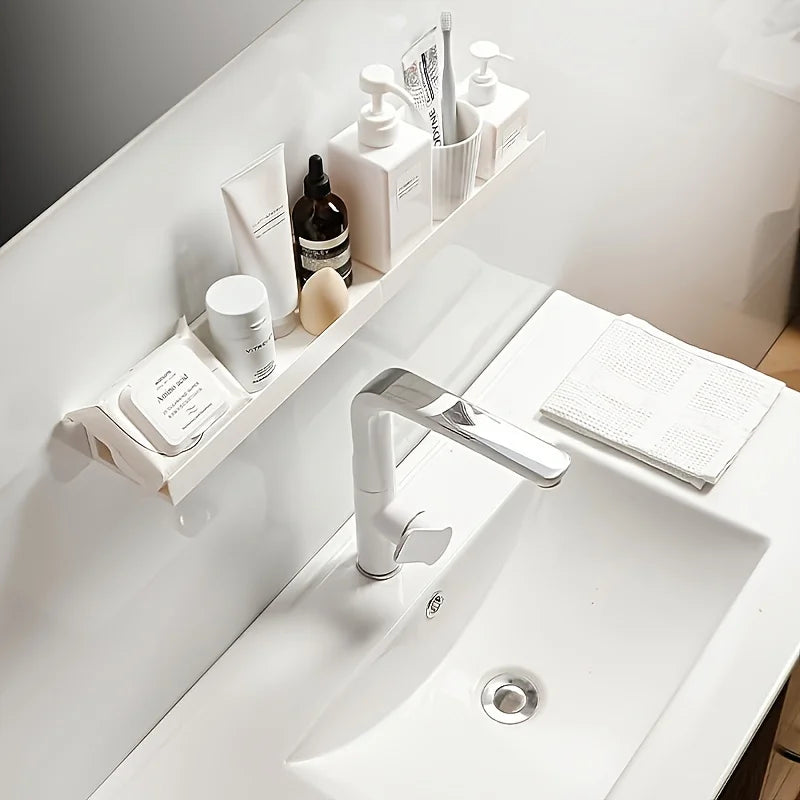 Bathroom Storage Shelf - Self Adhesive Makeup Organizer Rack | No Drill Wall Mounted - ZOOMNSTORE