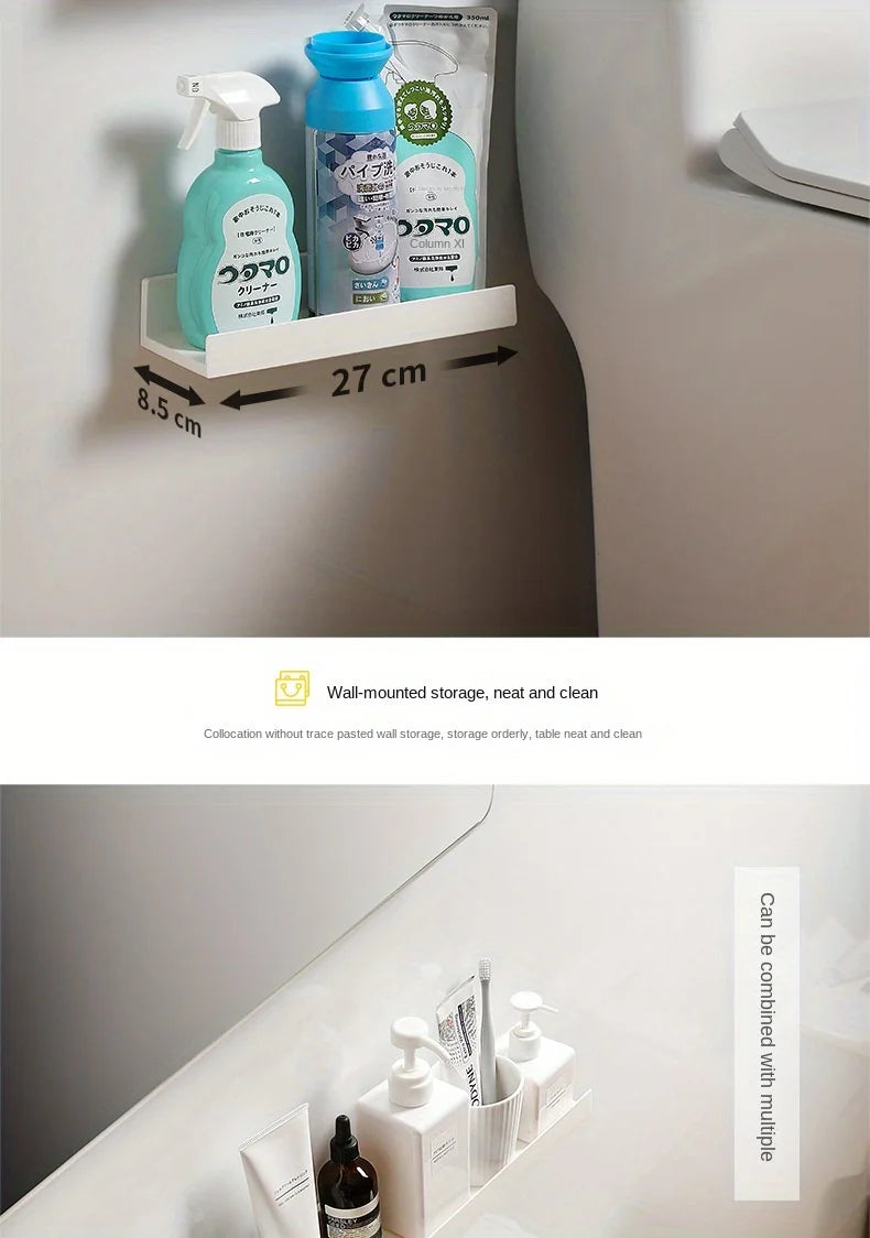 Bathroom Storage Shelf - Self Adhesive Makeup Organizer Rack | No Drill Wall Mounted - ZOOMNSTORE