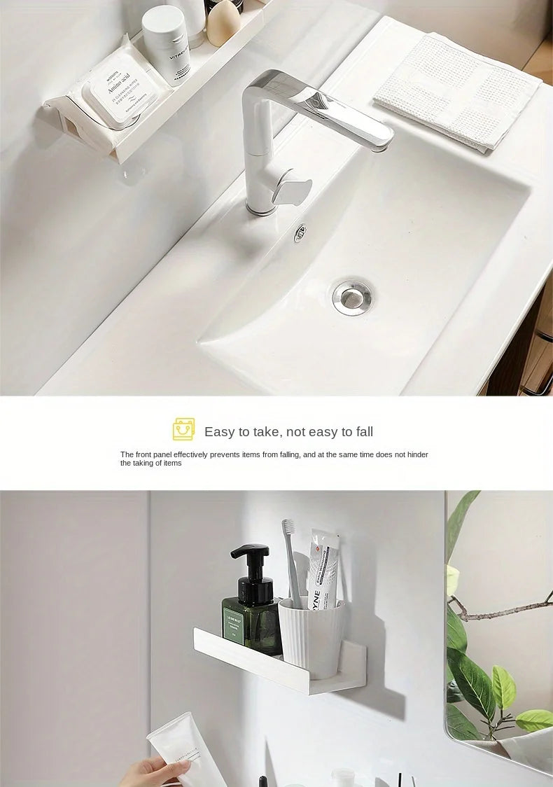 Bathroom Storage Shelf - Self Adhesive Makeup Organizer Rack | No Drill Wall Mounted - ZOOMNSTORE