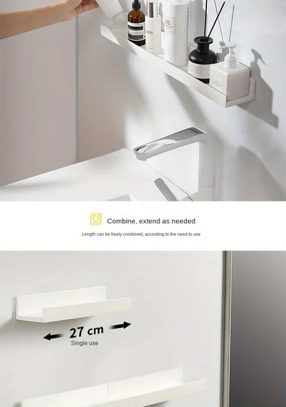 Bathroom Storage Shelf - Self Adhesive Makeup Organizer Rack | No Drill Wall Mounted - ZOOMNSTORE