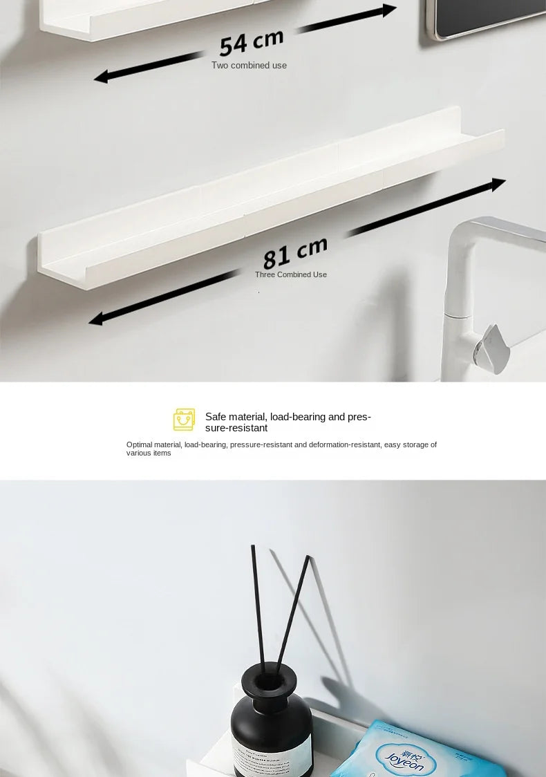 Bathroom Storage Shelf - Self Adhesive Makeup Organizer Rack | No Drill Wall Mounted - ZOOMNSTORE