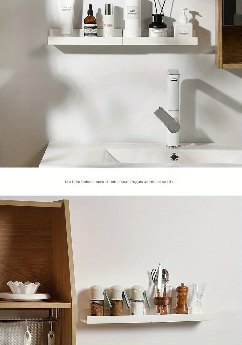 Bathroom Storage Shelf - Self Adhesive Makeup Organizer Rack | No Drill Wall Mounted - ZOOMNSTORE