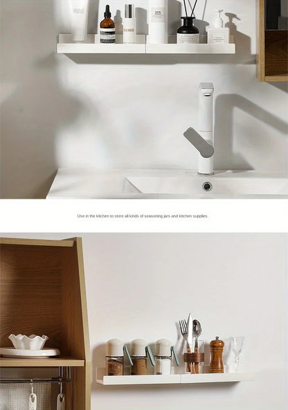 Bathroom Storage Shelf - Self Adhesive Makeup Organizer Rack | No Drill Wall Mounted - ZOOMNSTORE