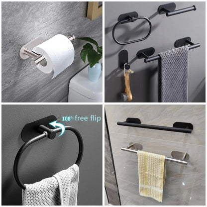 Adhesive Bathroom Hardware Accessories Towel Rack Toilet Paper Dispenser Holder Wall Coat Hooks Towel Rail Ring Roll Hanger Set - ZOOMNSTORE