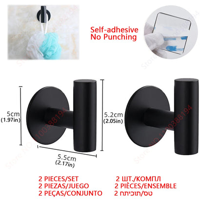 Adhesive Bathroom Hardware Accessories Towel Rack Toilet Paper Dispenser Holder Wall Coat Hooks Towel Rail Ring Roll Hanger Set - ZOOMNSTORE