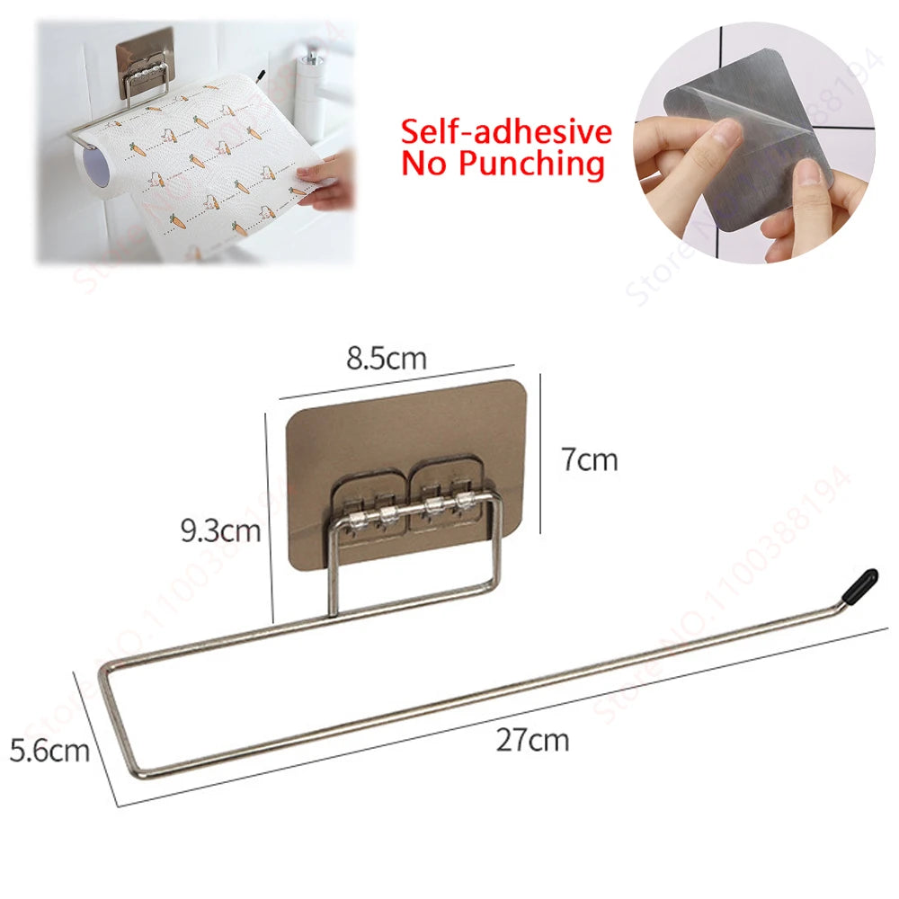 Adhesive Bathroom Hardware Accessories Towel Rack Toilet Paper Dispenser Holder Wall Coat Hooks Towel Rail Ring Roll Hanger Set - ZOOMNSTORE