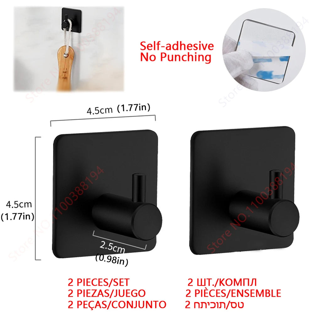 Adhesive Bathroom Hardware Accessories Towel Rack Toilet Paper Dispenser Holder Wall Coat Hooks Towel Rail Ring Roll Hanger Set - ZOOMNSTORE