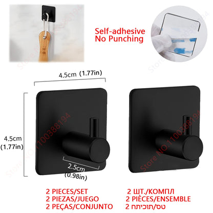 Adhesive Bathroom Hardware Accessories Towel Rack Toilet Paper Dispenser Holder Wall Coat Hooks Towel Rail Ring Roll Hanger Set - ZOOMNSTORE