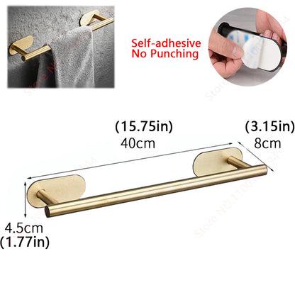 Adhesive Bathroom Hardware Accessories Towel Rack Toilet Paper Dispenser Holder Wall Coat Hooks Towel Rail Ring Roll Hanger Set - ZOOMNSTORE