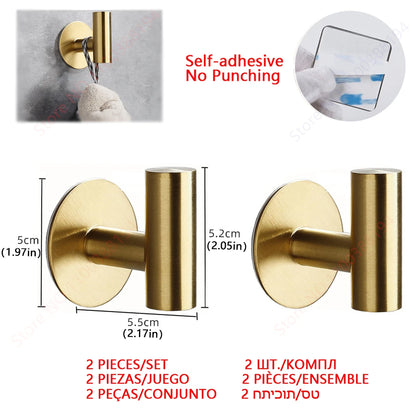 Adhesive Bathroom Hardware Accessories Towel Rack Toilet Paper Dispenser Holder Wall Coat Hooks Towel Rail Ring Roll Hanger Set - ZOOMNSTORE