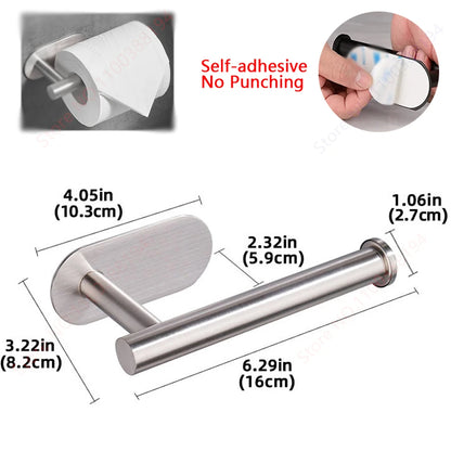 Adhesive Bathroom Hardware Accessories Towel Rack Toilet Paper Dispenser Holder Wall Coat Hooks Towel Rail Ring Roll Hanger Set - ZOOMNSTORE