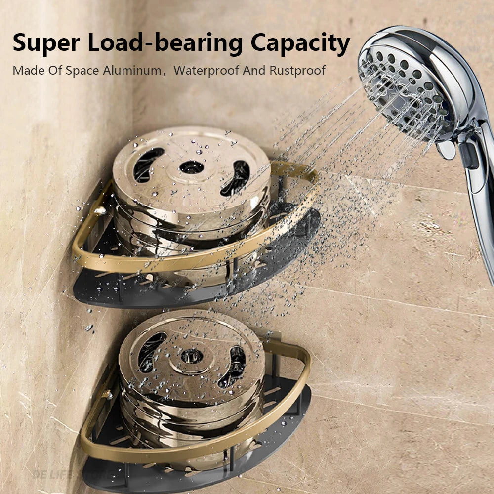 Wall-Mounted Bathroom Corner Shelf - Non-Perforated Shower Storage Organizer - ZOOMNSTORE