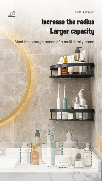 Wall-Mounted Bathroom Corner Shelf - Non-Perforated Shower Storage Organizer - ZOOMNSTORE