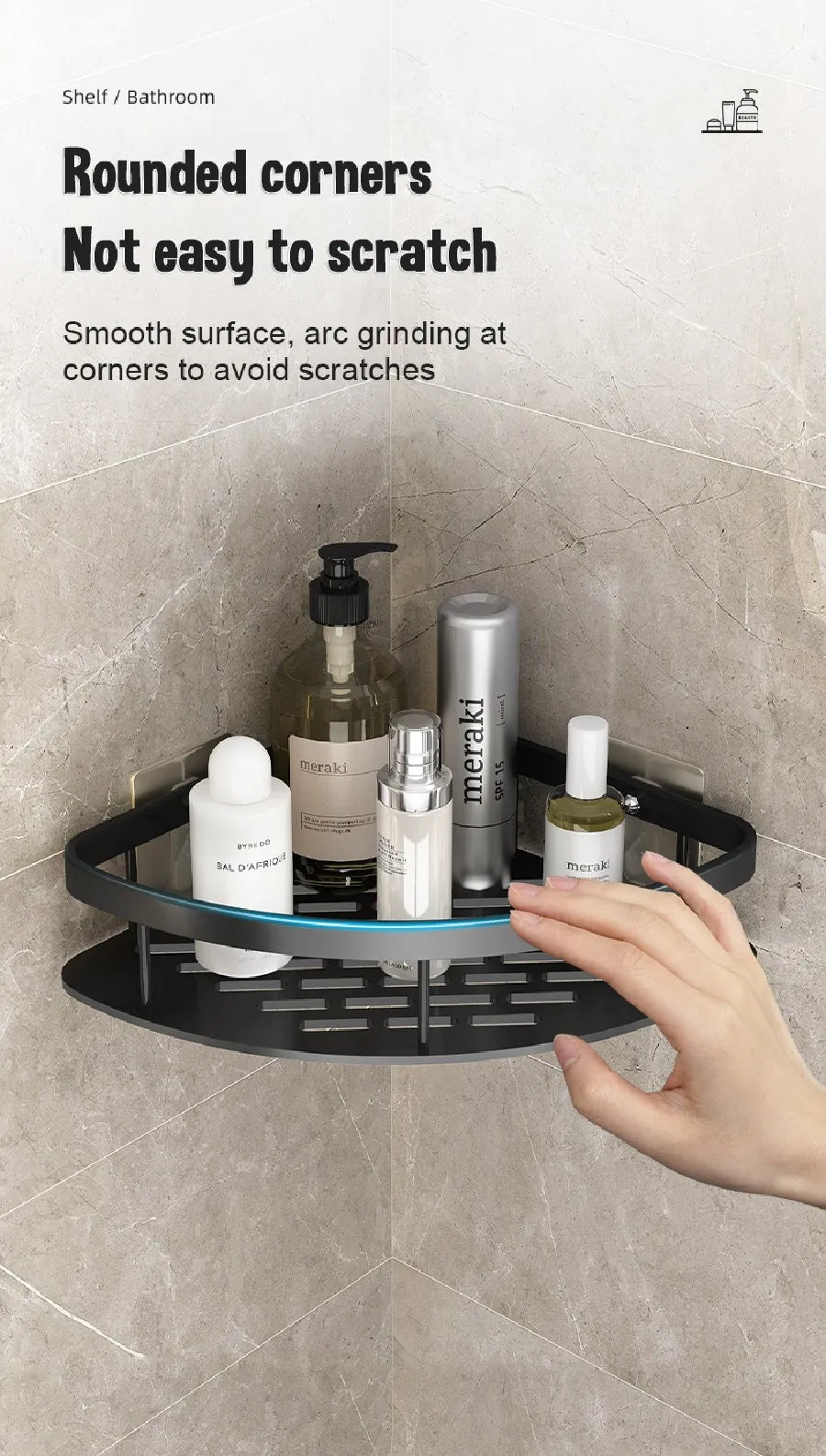 Wall-Mounted Bathroom Corner Shelf - Non-Perforated Shower Storage Organizer - ZOOMNSTORE