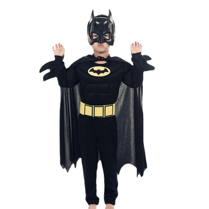 Kids boy Bat Costume with Mask and Cape Halloween Cosplay Costume Movie Character Jumpsuit Bat Dark Knight Rises Dress Up - ZOOMNSTORE
