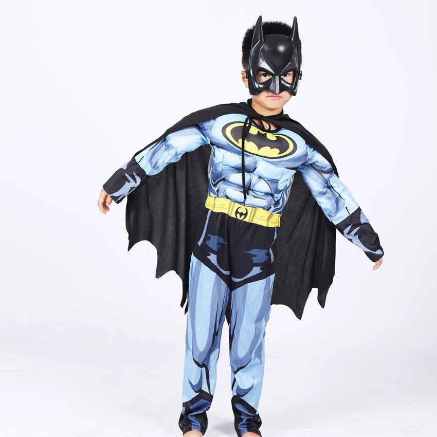 Kids boy Bat Costume with Mask and Cape Halloween Cosplay Costume Movie Character Jumpsuit Bat Dark Knight Rises Dress Up - ZOOMNSTORE