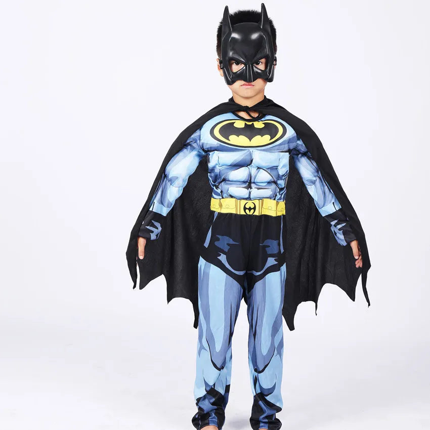Kids boy Bat Costume with Mask and Cape Halloween Cosplay Costume Movie Character Jumpsuit Bat Dark Knight Rises Dress Up - ZOOMNSTORE