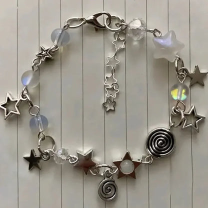 Handmade Y2K Gothic Beaded Dice Bracelet - No 8 Ball Star Design - ZOOMNSTORE