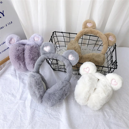 Bear Ears Earmuffs - Plush Cashmere Winter Ear Warmers | Soft Thermal Ear Covers - ZOOMNSTORE