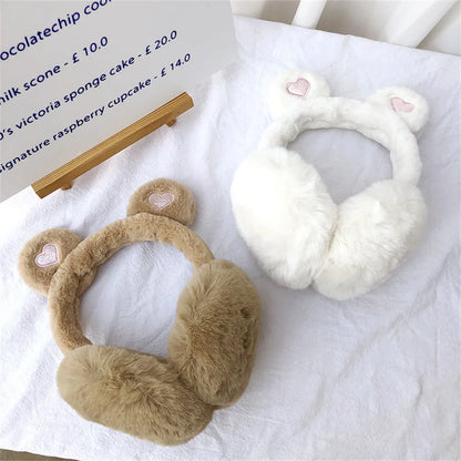 Bear Ears Earmuffs - Plush Cashmere Winter Ear Warmers | Soft Thermal Ear Covers - ZOOMNSTORE