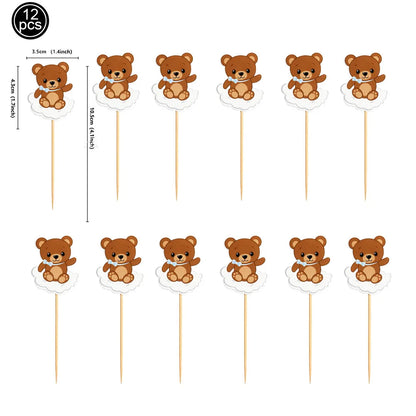 Blue Brown Bear Party Set - Disposable Plates Napkins Cups for Baby Shower or Birthday - ZOOMNSTORE