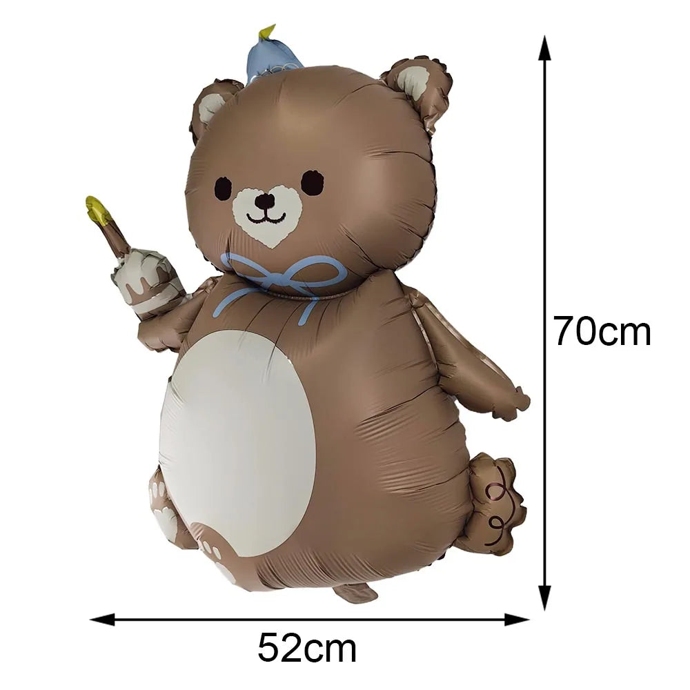 Blue Brown Bear Party Set - Disposable Plates Napkins Cups for Baby Shower or Birthday - ZOOMNSTORE