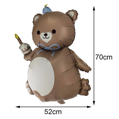 Blue Brown Bear Party Set - Disposable Plates Napkins Cups for Baby Shower or Birthday - ZOOMNSTORE