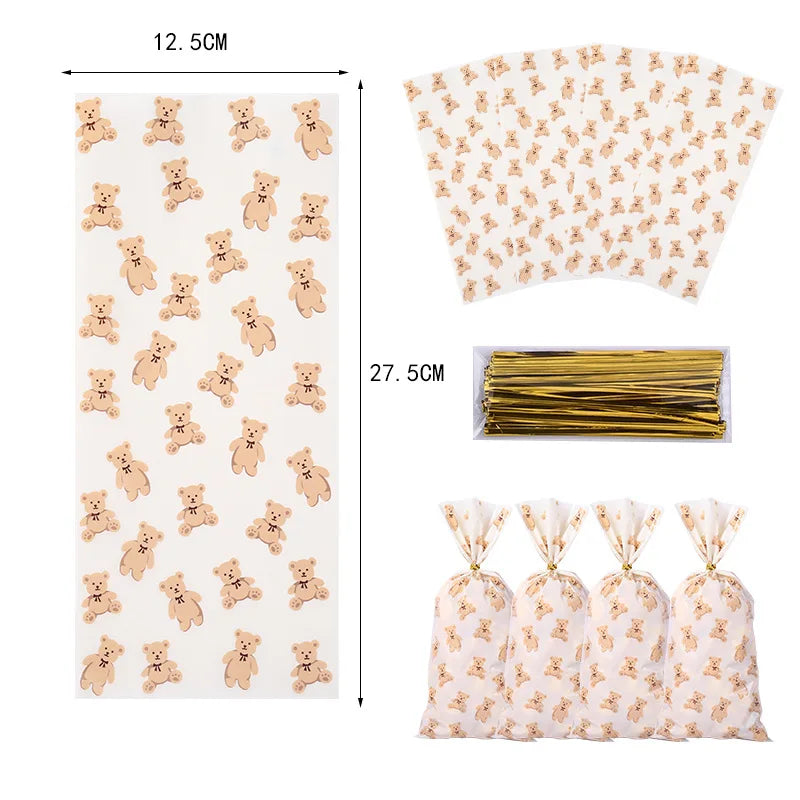 Blue Brown Bear Party Set - Disposable Plates Napkins Cups for Baby Shower or Birthday - ZOOMNSTORE