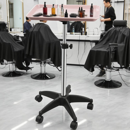 Beauty Salon Cart – Adjustable Height Salon Utility Cart with Lockable Wheels & 360° Rotation - ZOOMNSTORE